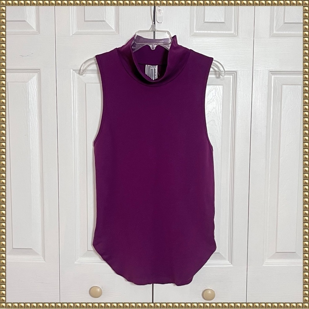Free People Mock Neck Tunic Sleeveless Plum Purple Medium